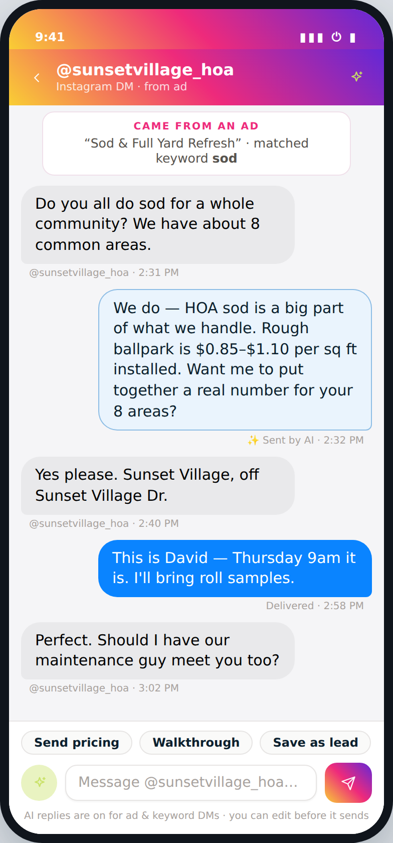 Opsly Instagram DM on mobile